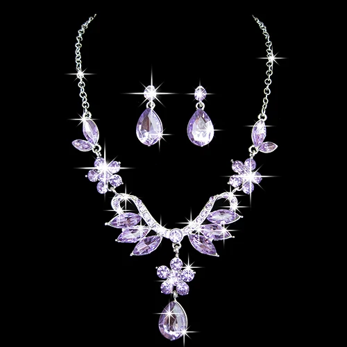 Women's Party Wedding Flower Water Drop Pendant Necklace Earrings Jewelry Set 5K4B | Украшения и аксессуары
