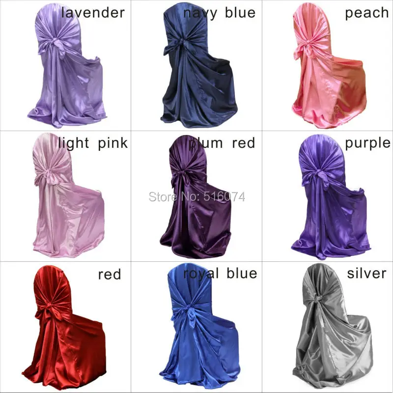 Top Free shipping 100pcs Satin Chair CoverS 21 Colors Satin Self-tie Shair Covers Wedding Banquet Party Decors Wholesales 3