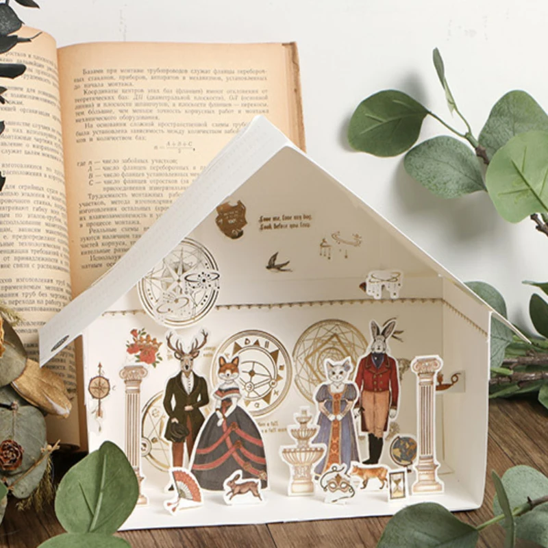 

1pcs/lot New animal serie Hot stamping cat fox girl paper decoration sticker for DIY diary album scrapbooking sticker