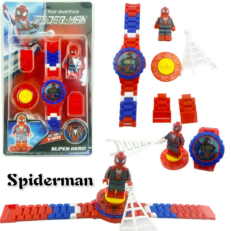 

LegoING Watch Super Hero Model Building Blocks Spiderman Marvel Compatible with Legoed Figures Bricks Toys Kids Gifts