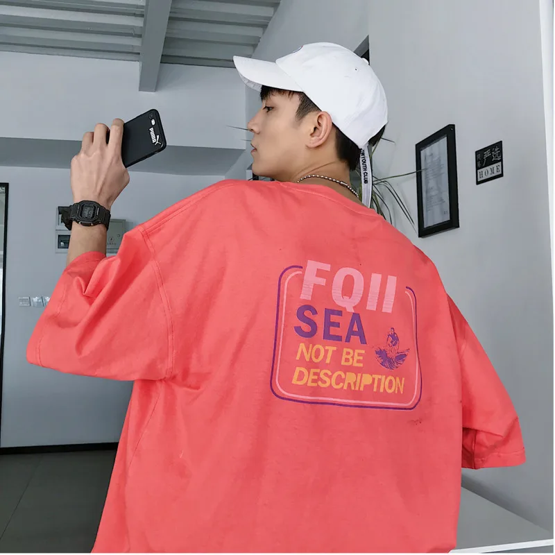 

Men's T-shirt 2019 Summer New Solid Color Round Neck Short-sleeved Casual Simple Loose Fashion Personality Youth Clothing