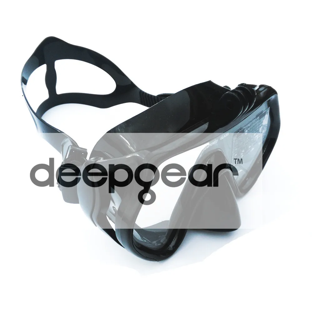 DEEPGEAR камера, маска для подводного плавания, набор для подводного плавания, черная силиконовая маска для подводного плавания с сухой трубкой, закаленное стекло, маска для подводного плавания для Gopro