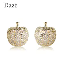 DAZZ романтическая форма яблока медные серьги золотистого цвета AAA кубический цирконий камень маленькие серьги вечерние пирсинг уха Bijoux Femme