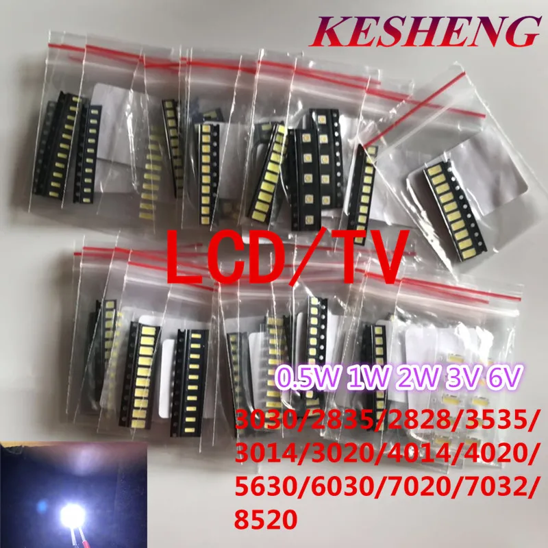 1 Вт/0,5 W SMD светодиодный комплект 3 V/6 V 3030/2835/3535/4020/5630/6030/7020/7030/7032 холодный белый для ТВ Подсветка бусины 15 ценности* 10 шт = 150 шт