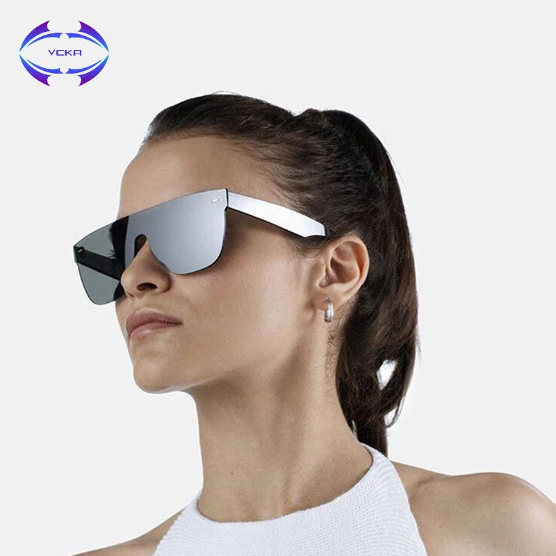 

VCKA Women Sunglasses Conjoined Spectacle Lens Rimless Alloy Frame Summer Style Sun Glasses Square UV400 Eyewear Oculos De Sol