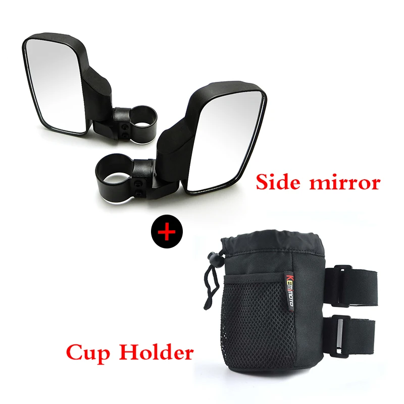 

KEMiMOTO for Polaris RZR 800 900 1000 S XP For Can Am 2"/1.75" Rear View mirror Break-Away Side Mirrors Cup Holder Bottle Holder