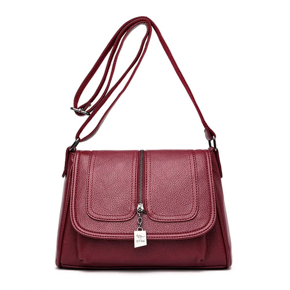 Новые Мягкие Кожаные сумки через плечо для женщин сумки дизайнерские женские сумки на плечо высокое качество женские сумки через плечо Bolsa SAC - Цвет: Wine Red