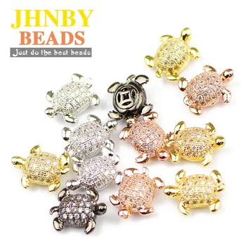 

JHNBY 4pcs Turtle Pendants Copper Spacer beads Micro Pave Zircon animal Charms Loose beads Jewelry bracelet making DIY Findings
