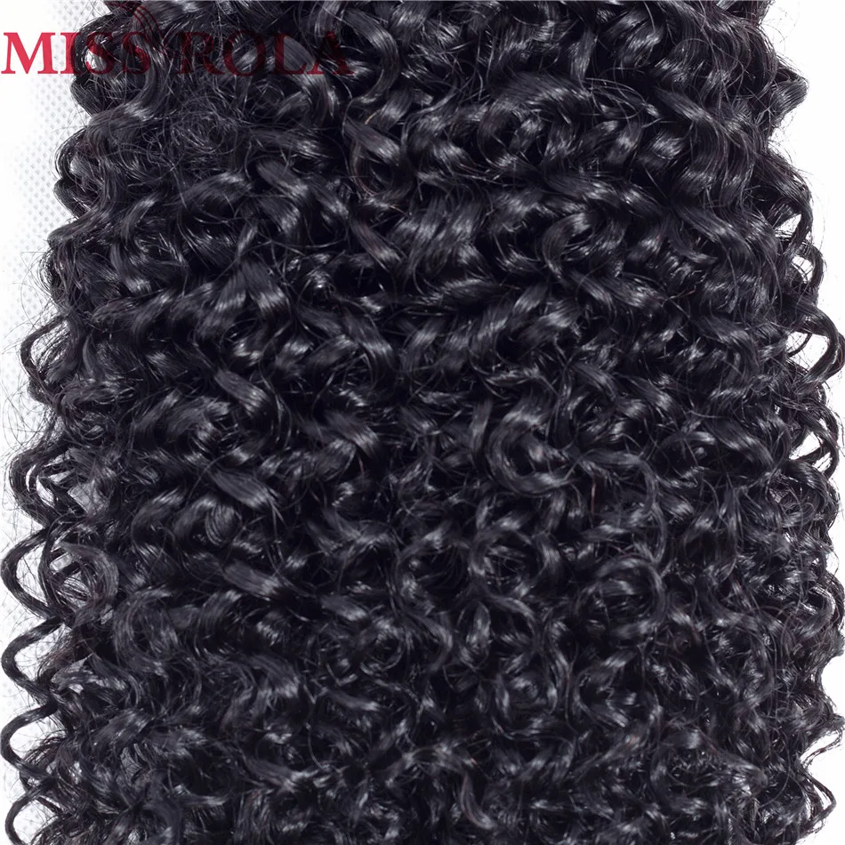 Miss Rola Hair Brazilian Hair Weave 100% Human Hair Kinky Curly 3 Bundles With Closure Non Remy Hair Extensions Natural Color