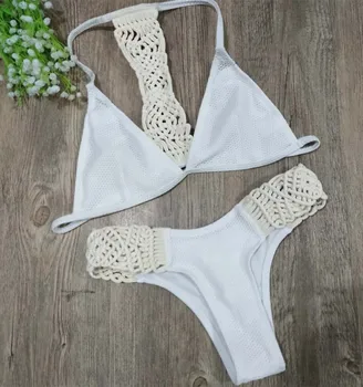 

Bikini Women Crochet Lace Bralette Knit Bra Beach Bikini Halter Cami Tank Crop Top isethi yebhayisikili