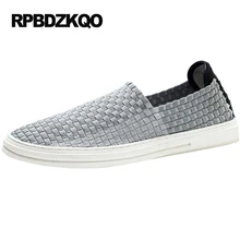 Камуфляж повседневная кататься на коньках кроссовки синий Летние дышащие сетчатые туфли мужчины слипоны тканый воздухопроницаемый