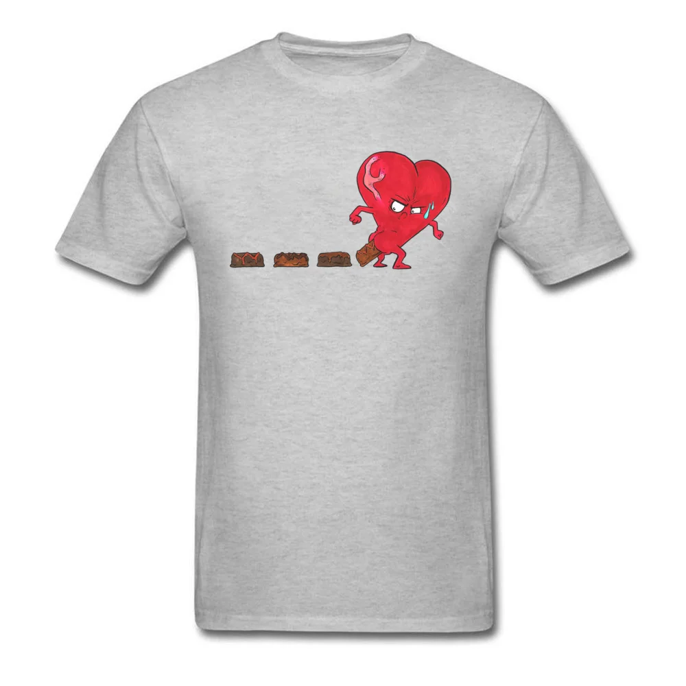 Design Chocolate Filled Heart Geek Short Sleeve Autumn Tops & Tees Wholesale Round Collar Cotton Fabric Tee Shirts Boy T Shirts Chocolate Filled Heart grey