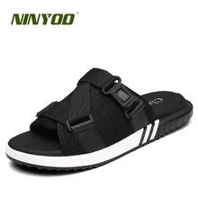 NINYOO/летние туфли; обувь для влюбленных пар; Для мужчин шлепки; сетчатая повседневная обувь на открытом воздухе модные пляжные сандалии обувь PU Hombre без задника с открытыми пальцами; большие Size45, 46, 47(Европа);