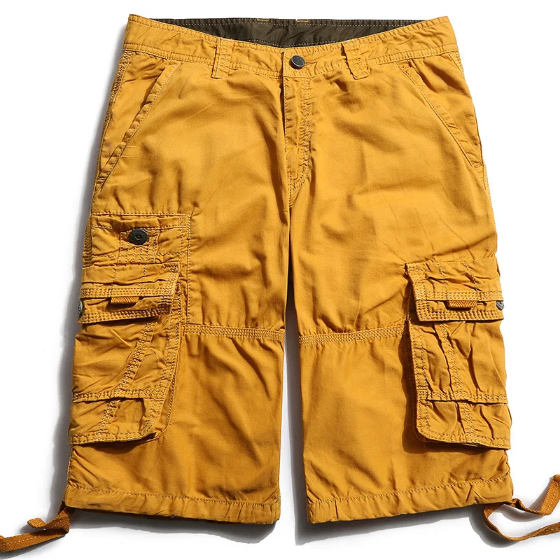 Новые стильные однотонные мужские шорты-карго разных цветов из чистого хлопка мужские летние шорты