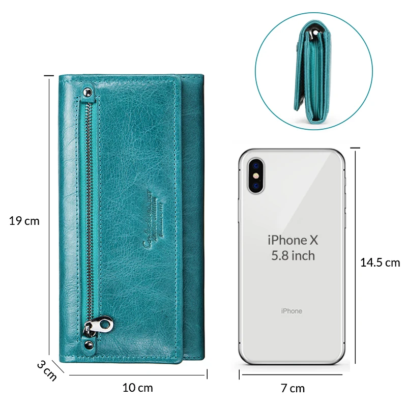 Contact's Brand Design Coin Purse Genuine Leather Women Wallets Female Card Holder Long Lady Clutch Wallet With Phone Pockets