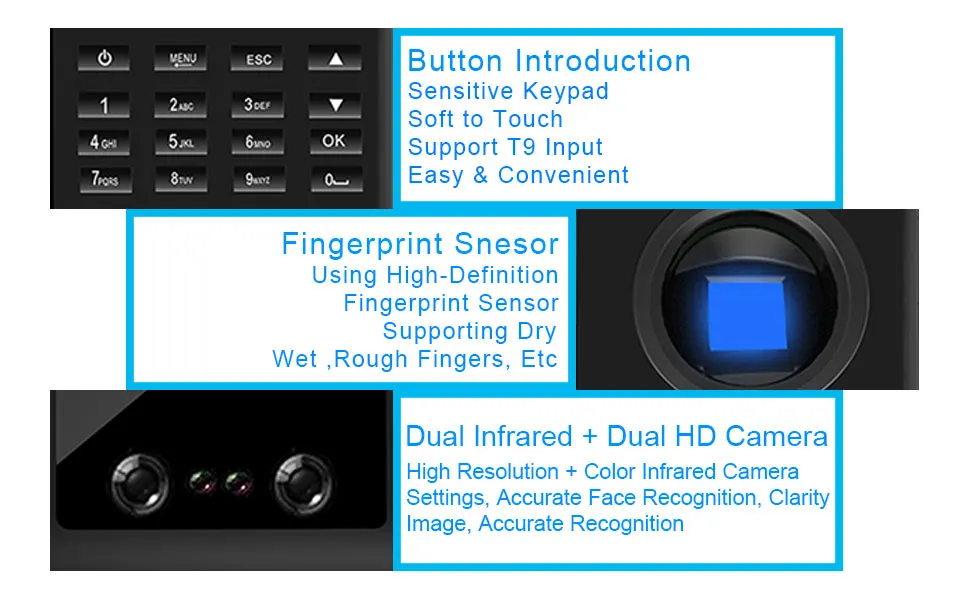 Eseye Биометрические уход за кожей лица распознавание отпечатка посещаемости системы TCP/IP USB управление доступом время часы прибор учета