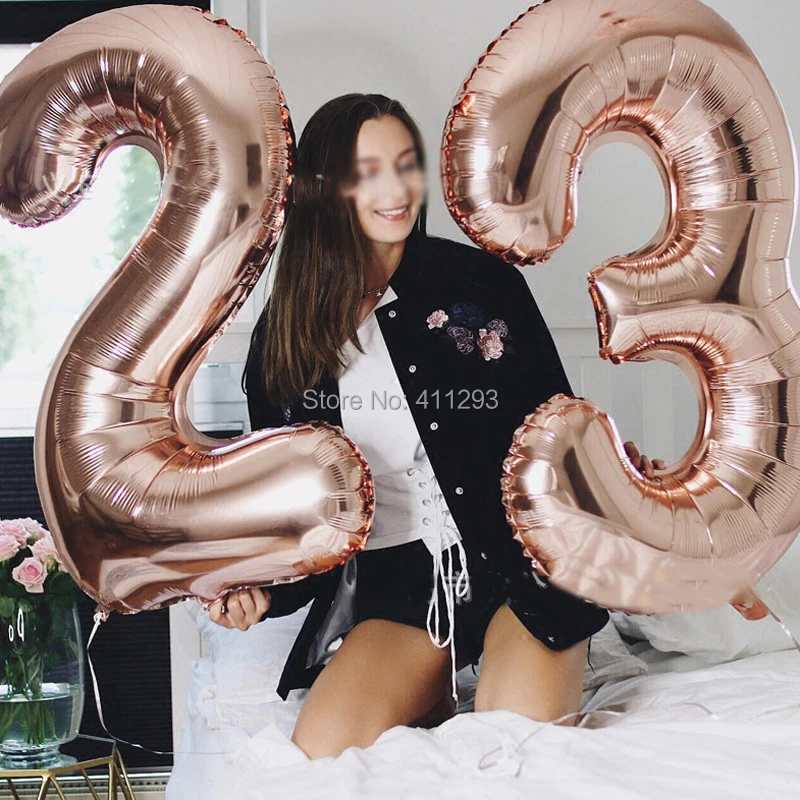 40 дюймовые Воздушные шары 0/1/2/3/4/5/6/7/8/9 воздушные в форме цифр 18 30th большие розовые