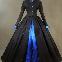 Фирменная Новинка Винтаж черного и синего цветов Средневековый Ренессанс хлопок/сатин готический, викторианской эпохи бальное платье для Хэллоуина
