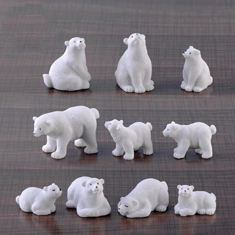 

2019 modern lovely mini Polar bear home decor decoration home accessories miniature garden animals Resin figurine easter nordic