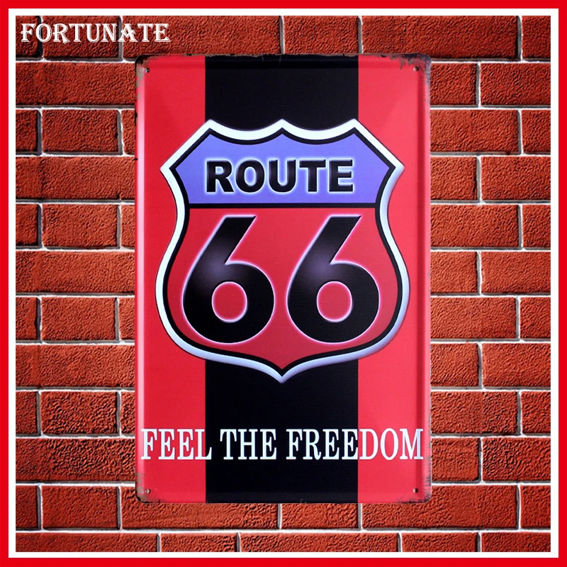 Горячий Route 66 Feel The Freedom Sign металлические знаки домашний винтажный Декор жестяная барная вывеска винтажные декоративные тарелки декоративное настенное украшение из металла