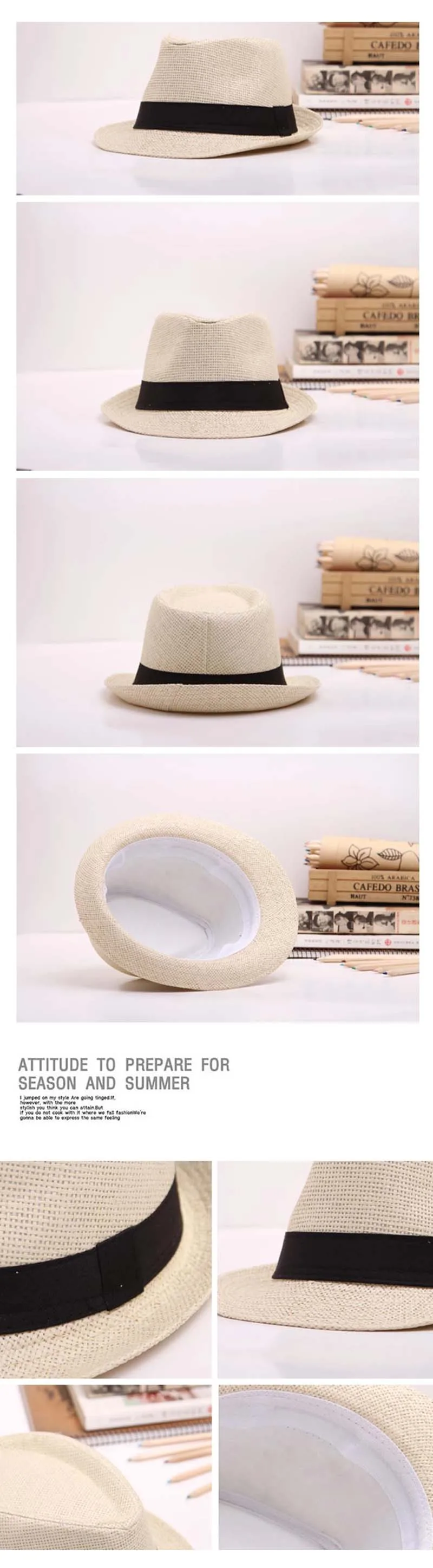 Summer Jazz Straw Hat Women Men Panama Cowboy Trilby Visor Cap Male British  Gangster Caps Female Beach Sun Hats CP0190 (7)