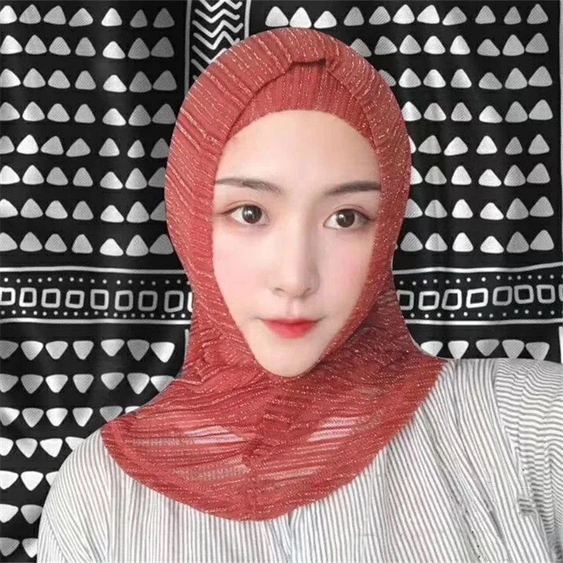 2 Pieces Amira Hijab Womens Muslim Hijab Islamic Scarf Shining Scarf Breathable Summer#YS659