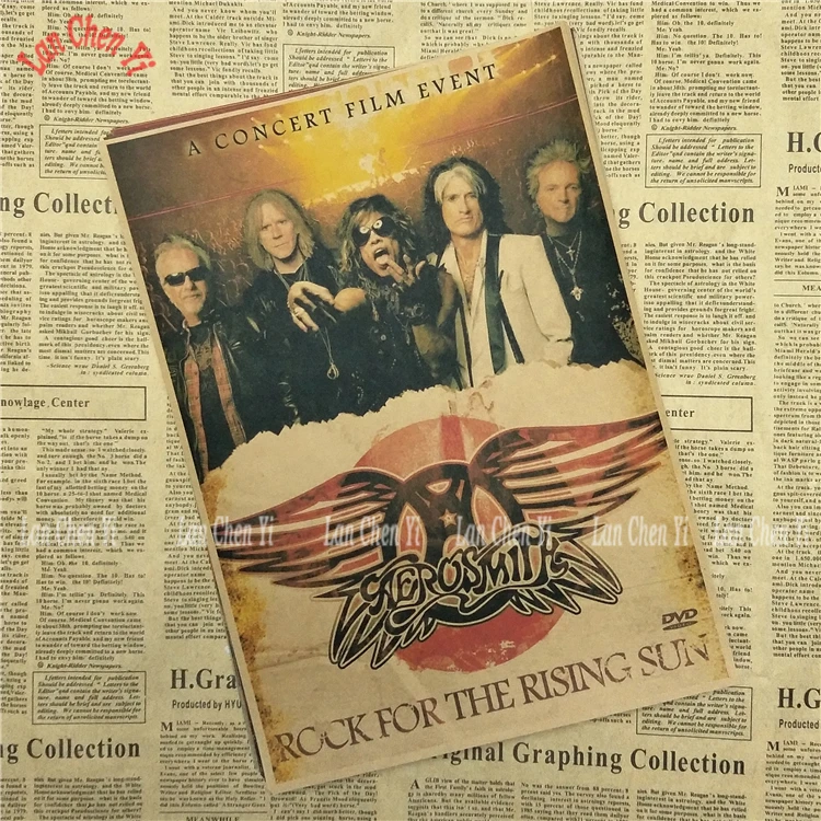 Рок-Группа Aerosmith ностальгическая матовая крафт-бумага плакат офис подарок столовая домашний Декор стикер дизайн - Цвет: Синий