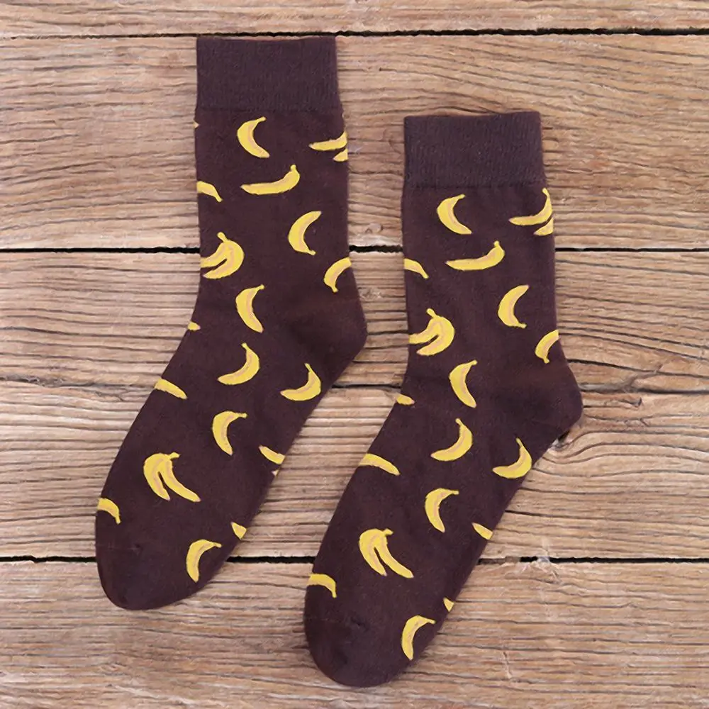 Хлопковые носки с фруктовым принтом; креативные носки унисекс с рисунком закусок; Дышащие носки без пятки; носки для скейтборда с изображением яиц и жареного пива