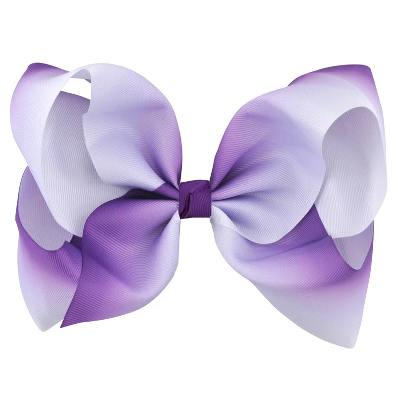 

8 inch Large Hair Bow Gradient Color Grosgrain Ribbon Hairgrip Alligator Clips Bowknot Headwear Children Girls Hair Accessories