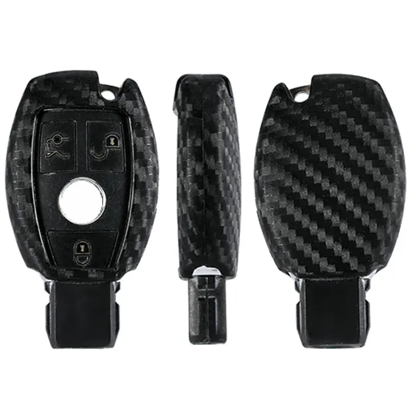 

TPU Carbon Leather Car Key Case Cover For Mercedes W203 W210 W211 Amg W204 C E S Cls Clk Cla Slk Classe Smart Car Keychain