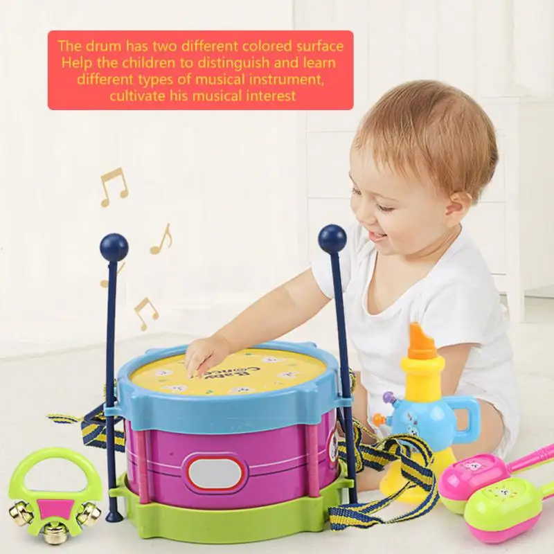 5 шт., детский барабанный Трубач-игрушка, музыкальный ударный инструмент, набор для раннего обучения, обучающая игрушка, подарочный набор для детей