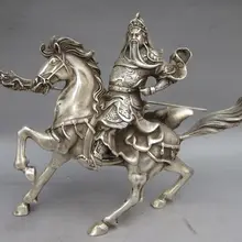 Коллекционный тибетский серебряный Бог войны статуя Гуань Юя