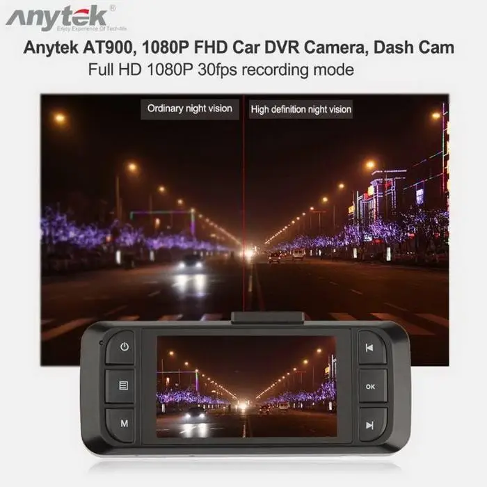 Anytek AT900 2,7 ''Автомобильный видеорегистратор камера Full HD 1080P Dash Cam WDR Автомобильная камера ночного видения g-сенсор видео рекордер DashCam Регистратор