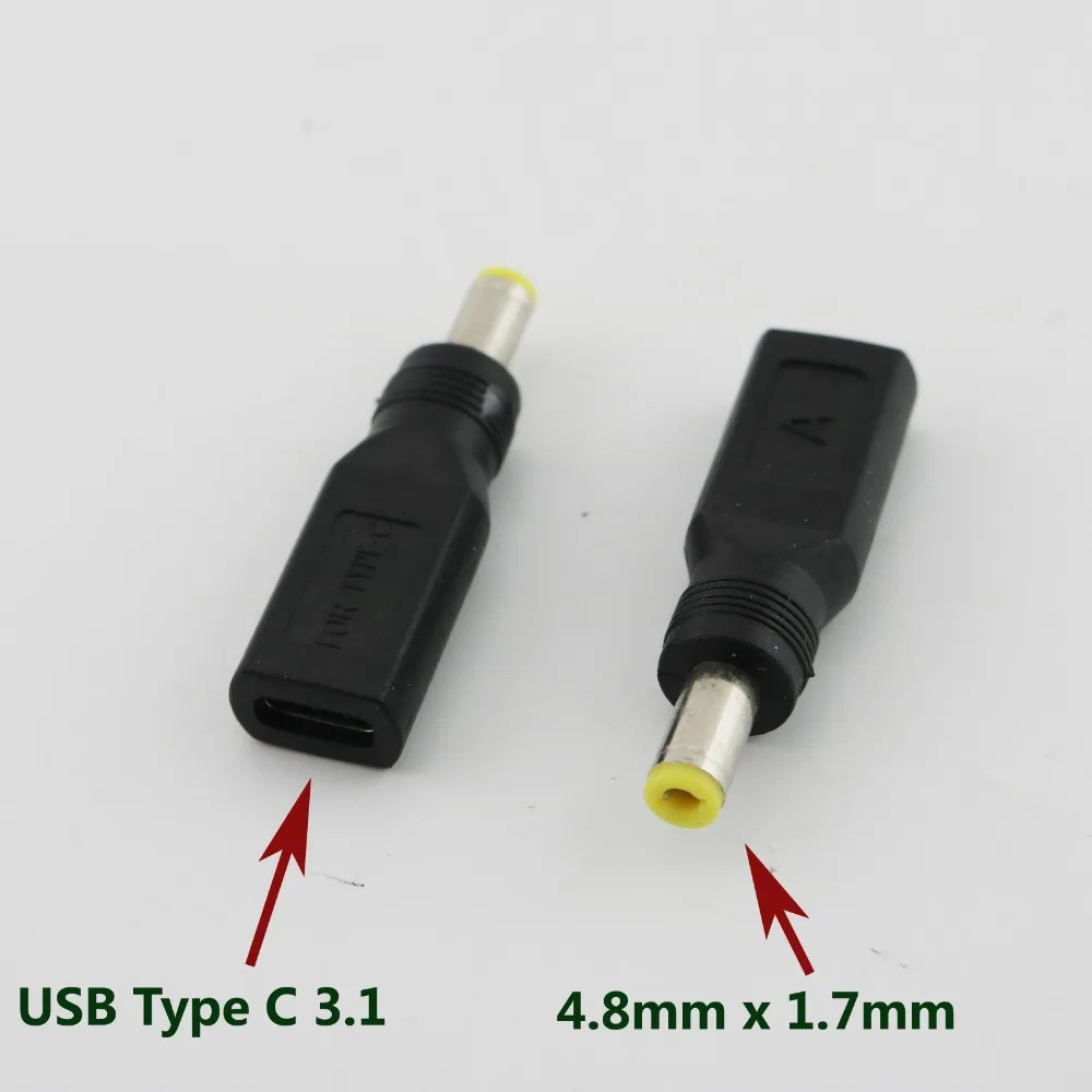 1pc 4.8mm x 1.7mm Male To USB 3.1 Type C USB-C Female DC Power Charge Charging Adaptor Adapter Connector