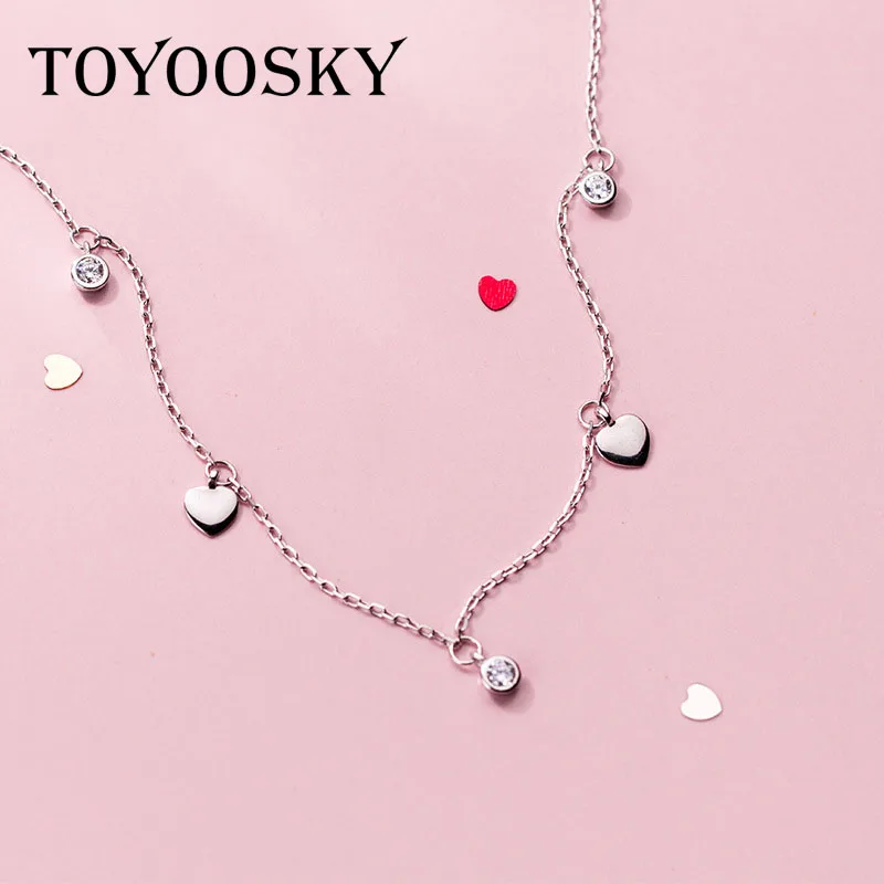 925 пробы, серебряное ожерелье, женские чокеры, ожерелье с сердечком, ювелирное изделие, простой кристалл, любовь, короткое колье, воротник, ювелирное изделие
