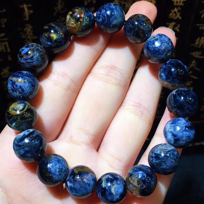 

12.2mm Natural Namibia Pietersite Blue Yellow Beads Gemstone Round Bead Bracelets Man Women Drop Shipping
