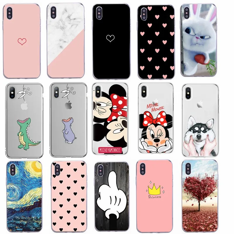 

Cartoon Couples Phone Case For iphone XS Max Case For iphone XR X 6S 6 7 8 Plus Ultra Slim Soft TPU Cases Art Painted Cover