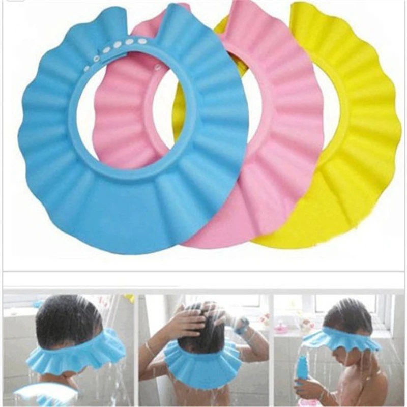 

Baby Safe Baby Shower Cap Kids Bath Hat Adjustable Baby Shower Cap Protect Eyes Hair Wash Shield for Children Waterproof Cap