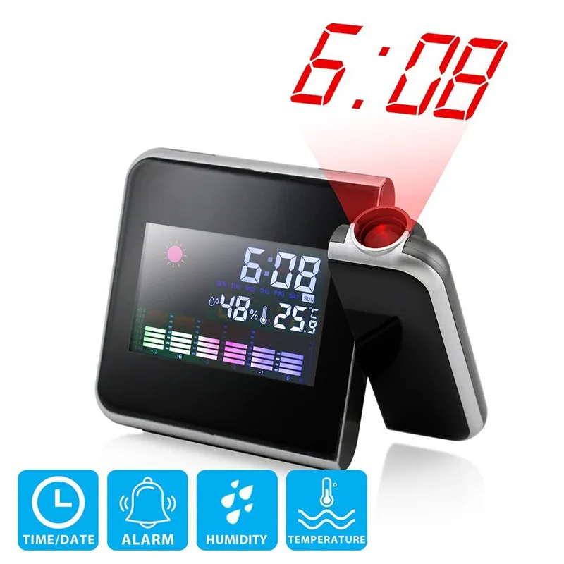 

Weather Station with Temperature Digital Projection Alarm Clock Thermometer Humidity Hygrometer Bedside Wake Up Projector Clock