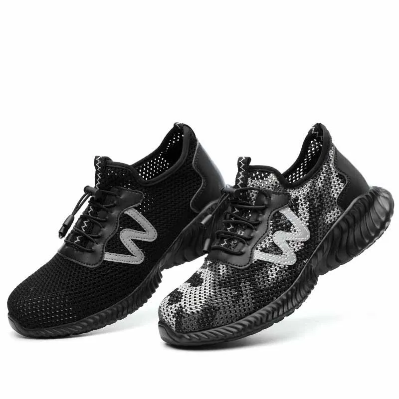 New Aidenkid breathable safety shoes men's Lightweight summer anti-smashing piercing work sandals Single mesh sneakers 36-46