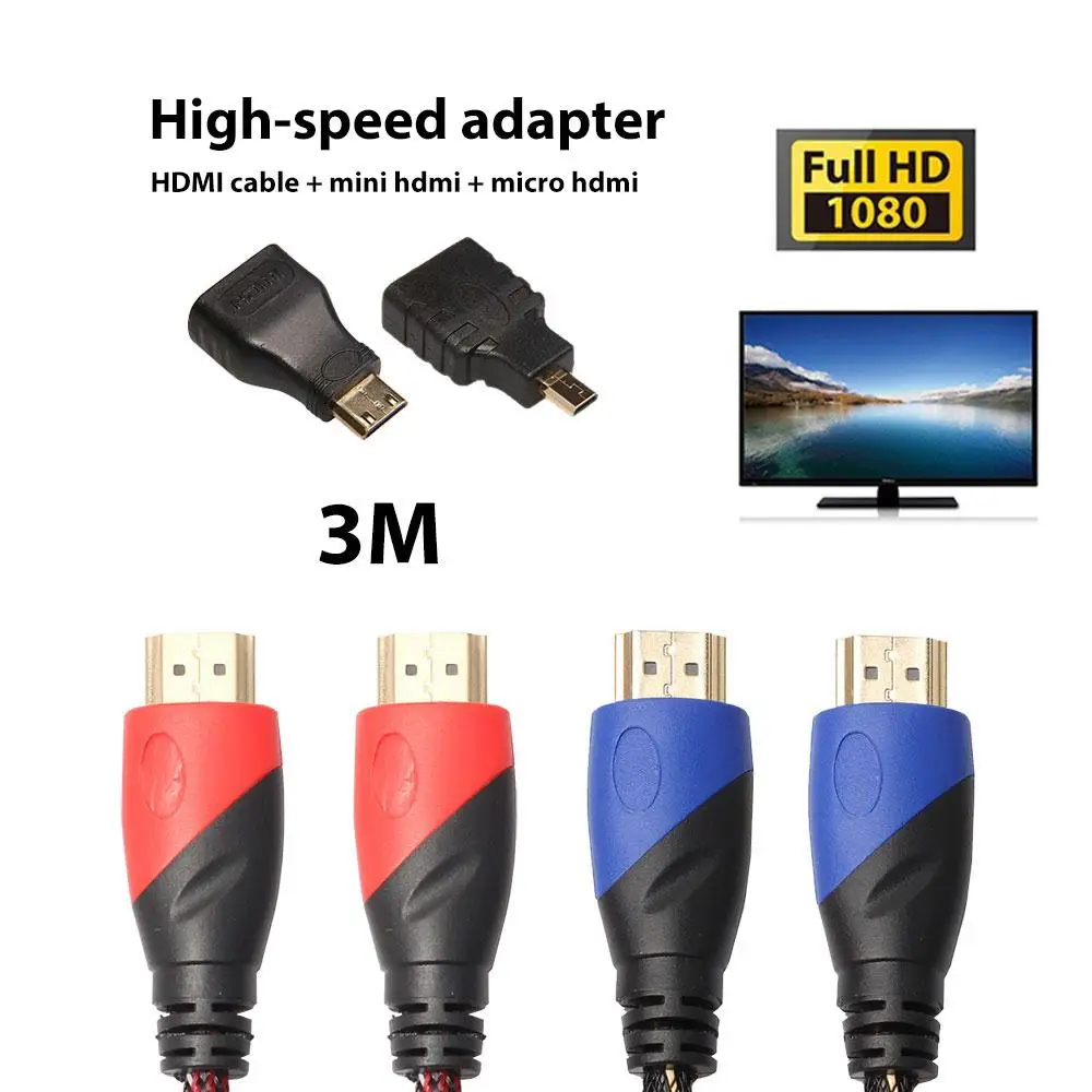 Giantree 3 в 1 24K позолоченный 1080P Высокоскоростной HDMI кабель цифровой камеры монитор адаптер Micro HDMI мини-конвертер HDMI