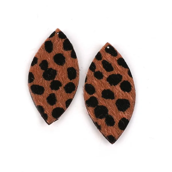 2-4pcs/pack Water Drop/Oval Shape Fashion Leopard Print PU Leather Charm Pendant DIY Decor Clothes for Jewelry Making Material - Цвет: 60x25mm 2pcs