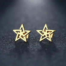 DOTIFI серьги-гвоздики из нержавеющей стали для женщин и мужчин, Симпатичные пентаграммы золотистого и серебристого цвета, ювелирные изделия для влюбленных на помолвку