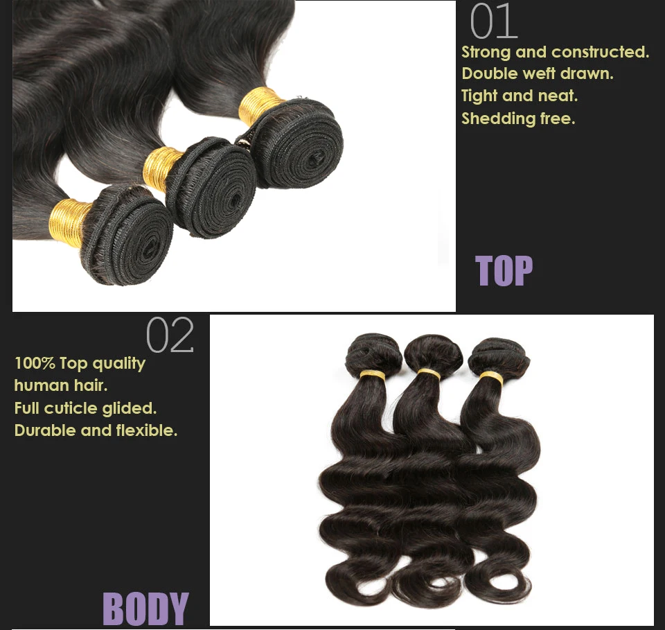 Alimice Hair Brazilian Body Wave Bundles Natural Color 8-30 inch Real Human Hair Bundles Non Remy Hair Extensions No Shedding (2)