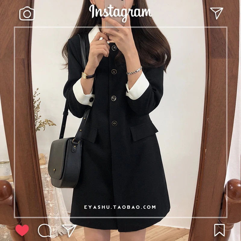 

First Love Simple Black Dress Spring Autumn Retro Short Dress Kawaii Robe Femme Vestido Mujer Vestiti Donna