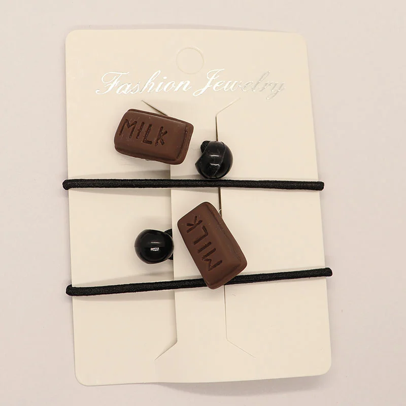 

2PCS Chocolate Biscuits Children Headwear Elastic Hair Bands Princess Hair Ropes Kids Headdress Girls Hair Accessories Headband