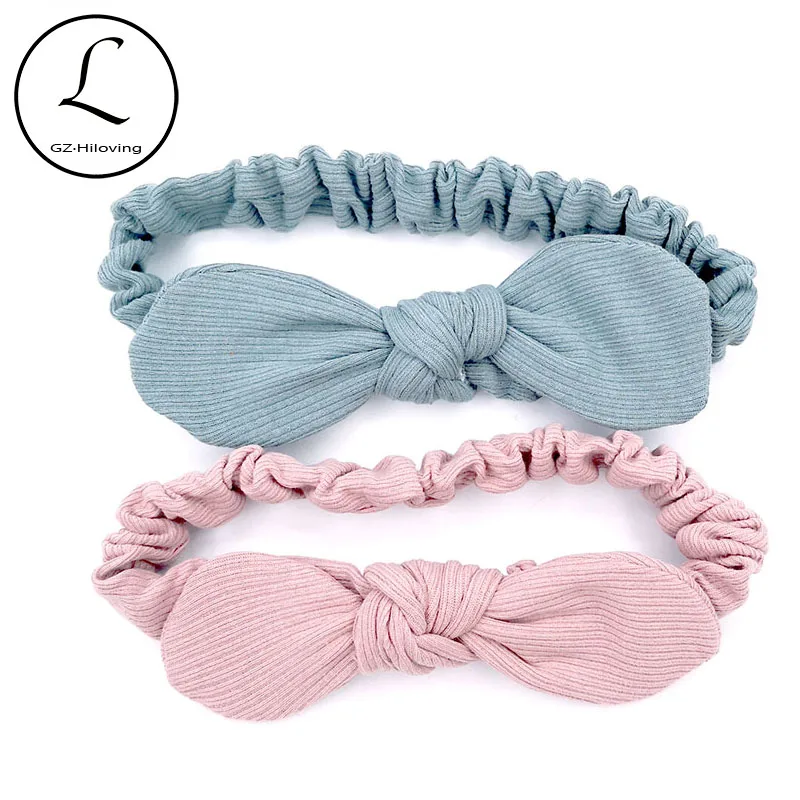 

GZHilovingL Newborn Baby Boys Girls Cotton Ribbed Headbands Cute Bow Head bands For Newborn photography headband Accessories