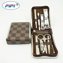 9 шт./компл. маникюрные инструменты для ногтей комплект ногтей машинка для стрижки волос, пинцет для выщипывания, Ножи маникюрные наборы с отделкой поверхности в стиле "каменная кожа чехол для ухода за ногтями Маникюрный
