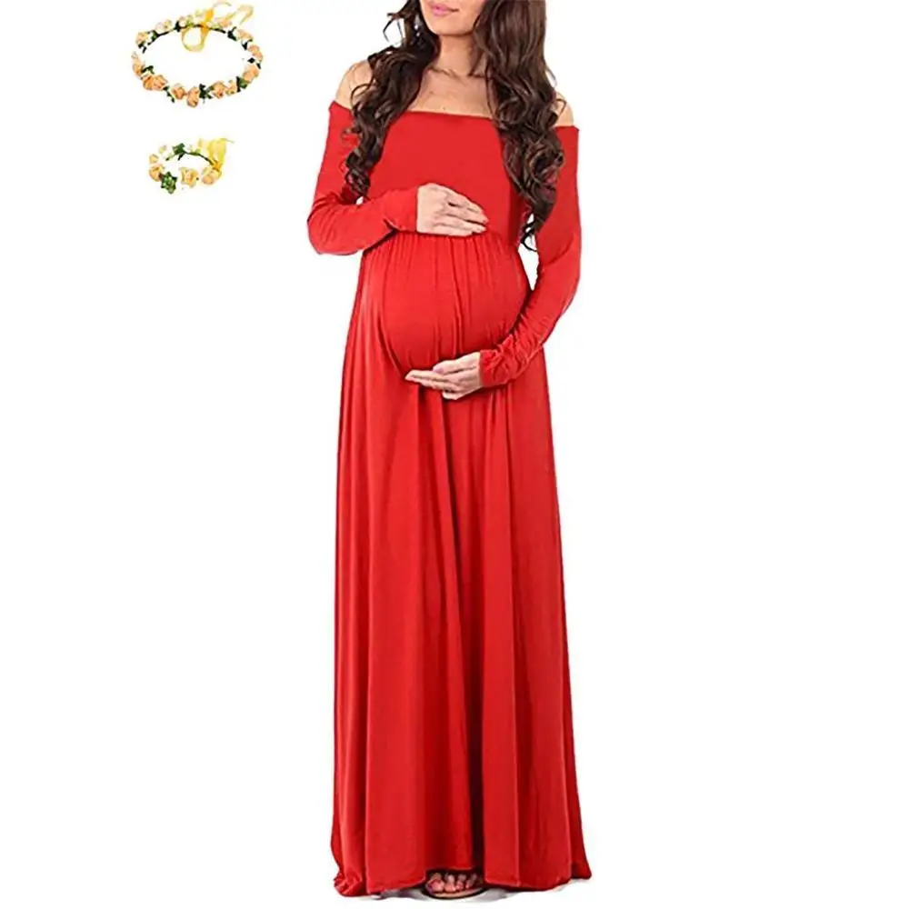 Одежда для беременных реквизит для фотосъемки платье для беременных с длинным рукавом для будущих мам Платье для фотосессии платье для беременных - Цвет: Red