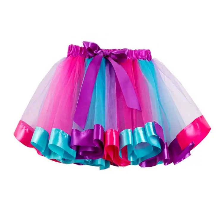 Фатиновая юбка для маленьких девочек милая детская мини-юбка-пачка с радугой Красивые вечерние юбки принцессы Детская летняя одежда